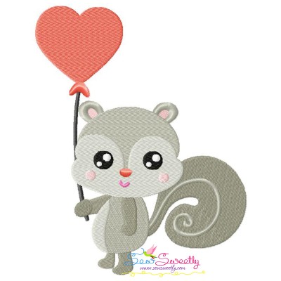 Valentine Baby Squirrel Heart Embroidery Design Pattern-1