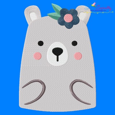 Bear With Flower Embroidery Design Pattern-1