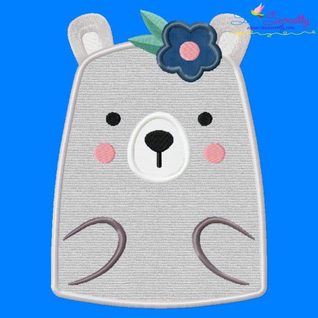 Bear With Flower Applique Design Pattern-1