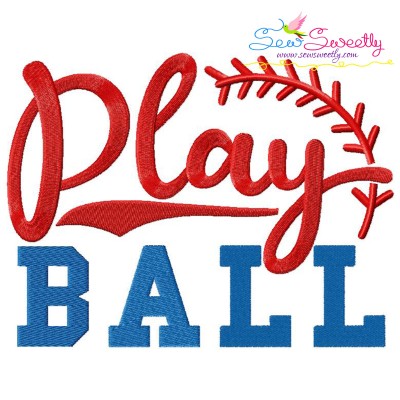 Play Ball Lettering Embroidery Design Pattern-1