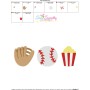 Baseball Mitt Popcorn Trio Embroidery Design Pattern-3