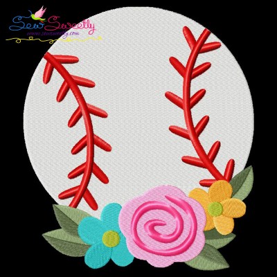 Baseball Flowers Embroidery Design Pattern-1