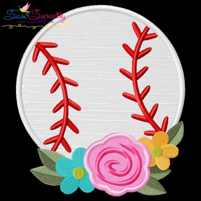 Baseball Flowers Applique Design Pattern-1