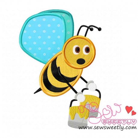 Bee Carrying Honey-1 Applique Design- 1