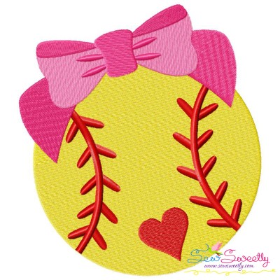 Softball Bow Embroidery Design Pattern-1