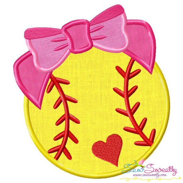 Softball Bow Applique Design Pattern-1