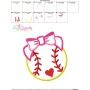 Softball Bow Applique Design Pattern-3