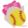 Softball Home Plate Bow Embroidery Design- 1
