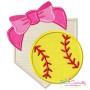 Softball Home Plate Bow Applique Design Pattern-1