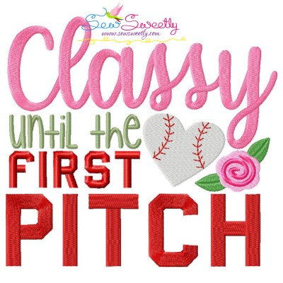 Baseball Classy First Pitch Lettering Embroidery Design Pattern-1