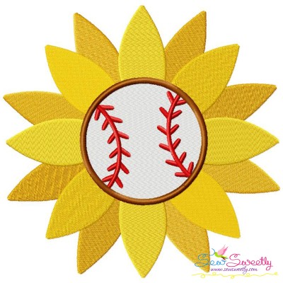 Free Baseball Sunflower Embroidery Design Pattern-1