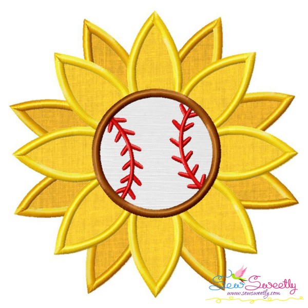 Baseball Sunflower Applique Design Pattern-1