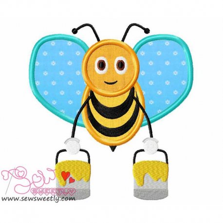 Bee Carrying Honey-2 Applique Design- 1