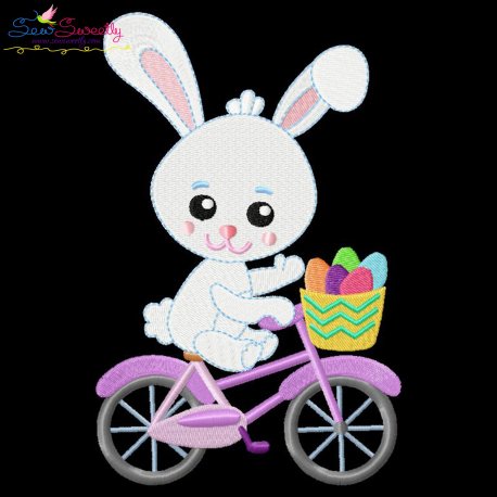 Easter Bunny Bicycle Embroidery Design- 1