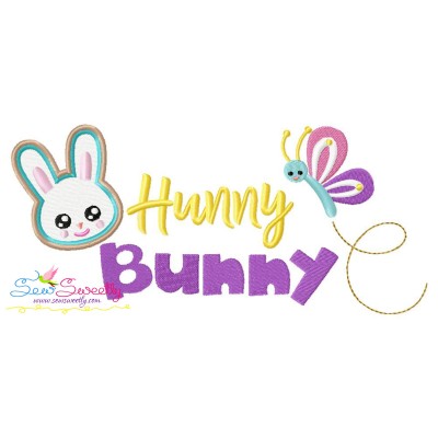 Easter Hunny Bunny Lettering Embroidery Design Pattern-1