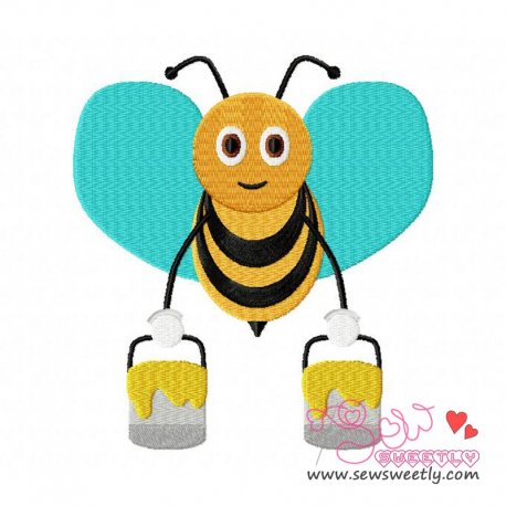 Bee Carrying Honey-2 Embroidery Design Pattern-1