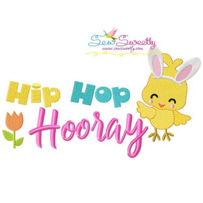 Easter Chick Hip Hop Hooray Lettering Embroidery Design Pattern-1