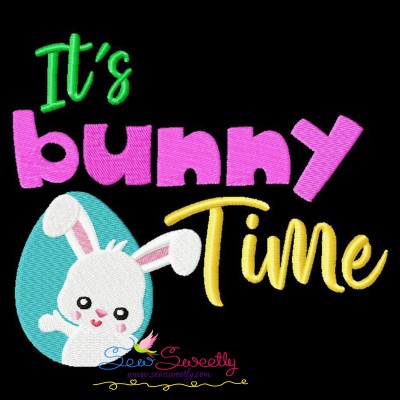 It's Bunny Time Lettering Embroidery Design Pattern-1