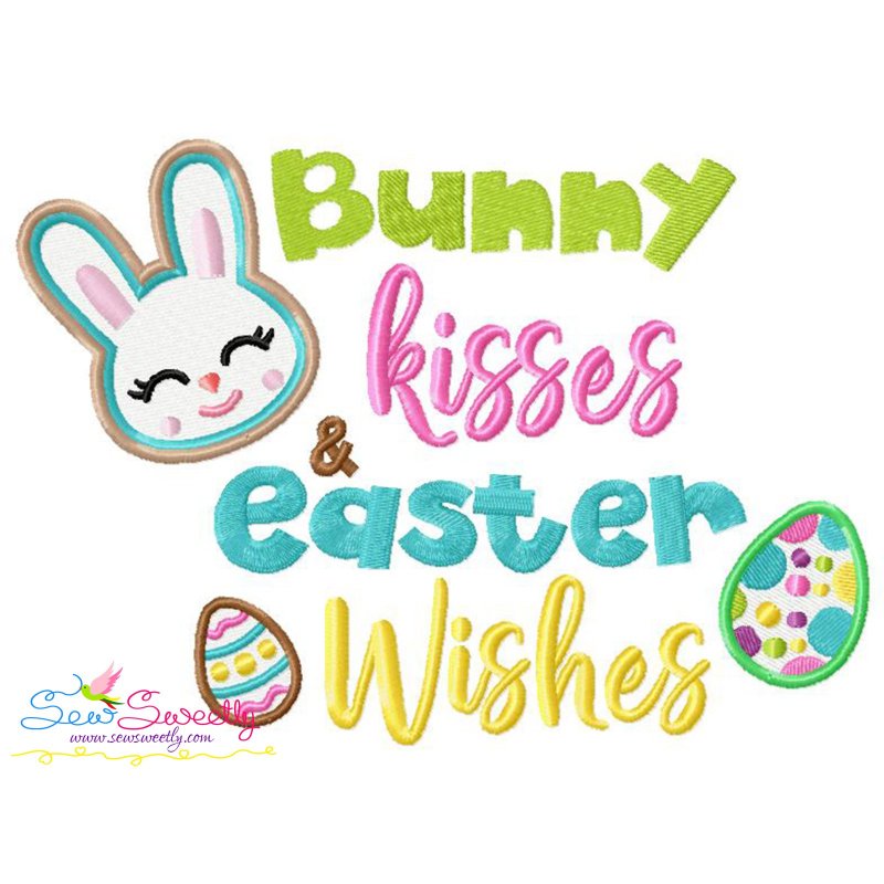 Bunny Kisses Easter Wishes-2 Easter Lettering Embroidery Design | Sew