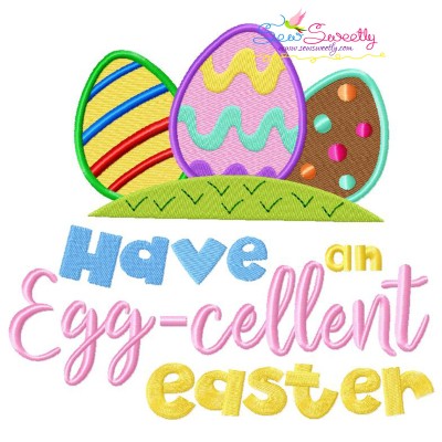 Have An Egg-cellent Easter Lettering Embroidery Design Pattern-1