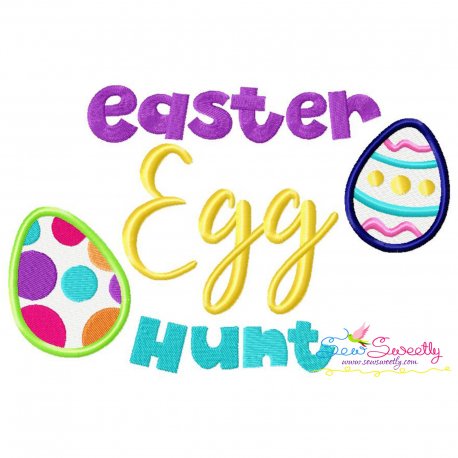 Easter Egg Hunt Lettering Embroidery Design Pattern