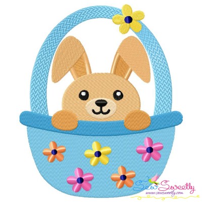 Easter Bunny Boy Basket Embroidery Design Pattern-1