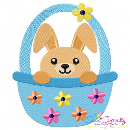 Easter Bunny Boy Basket Embroidery Design Pattern-1