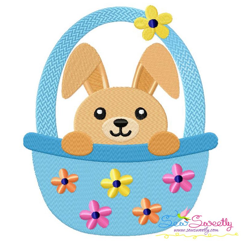 Easter Bunny Boy Basket Embroidery Design Pattern