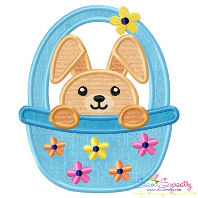 Easter Bunny Boy Basket Applique Design Pattern-1