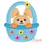 Easter Bunny Boy Basket Applique Design Pattern-1