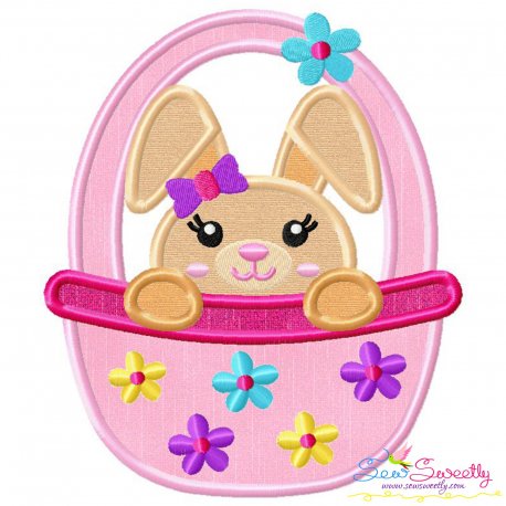 Easter Bunny Girl Basket Applique Design Pattern