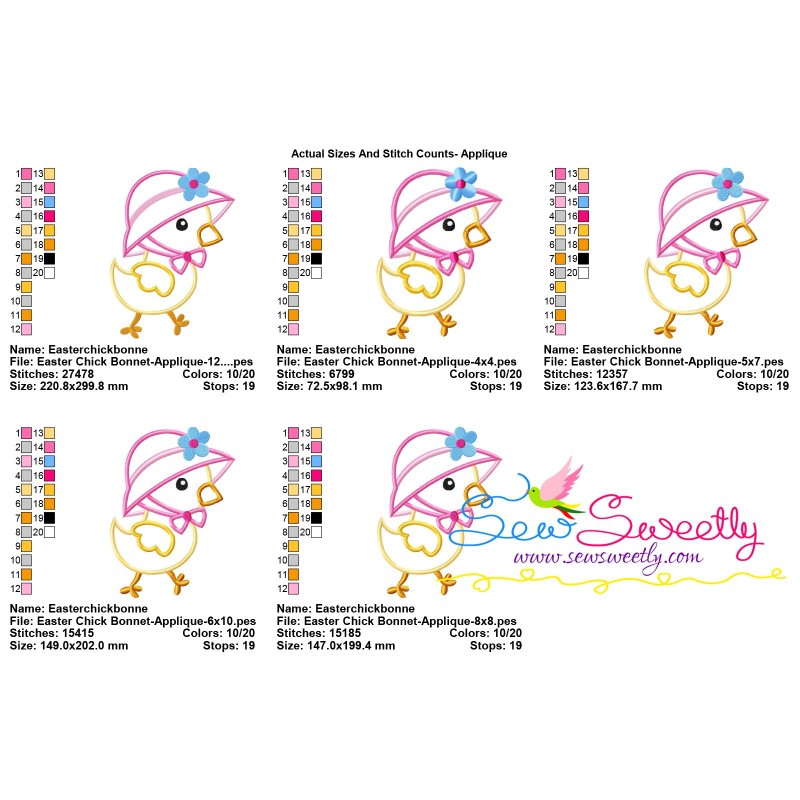 Easter Chick Bonnet Applique Design Pattern