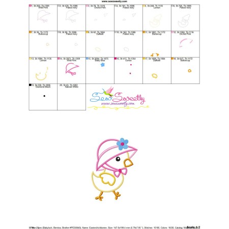 Easter Chick Bonnet Applique Design Pattern