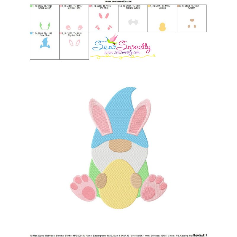 Easter Gnome Embroidery Design Pattern