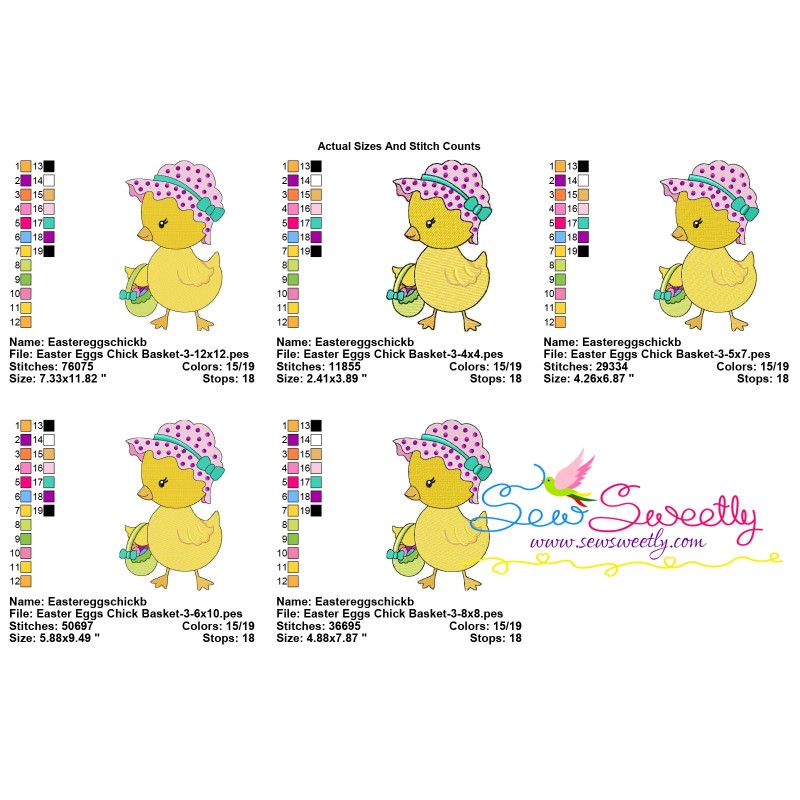 Easter Eggs Chick Basket-3 Embroidery Design Pattern
