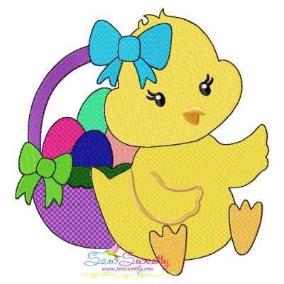 Easter Chick Eggs Basket-2 Embroidery Design Pattern-1