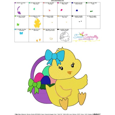 Easter Chick Eggs Basket-2 Embroidery Design Pattern