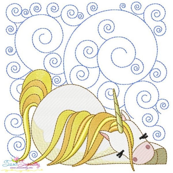 Golden Unicorn Block-9 Embroidery Design Pattern-1