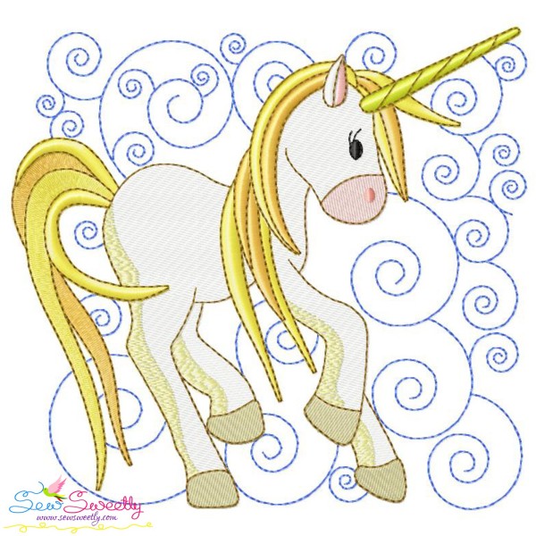 Golden Unicorn Block-3 Embroidery Design Pattern-1