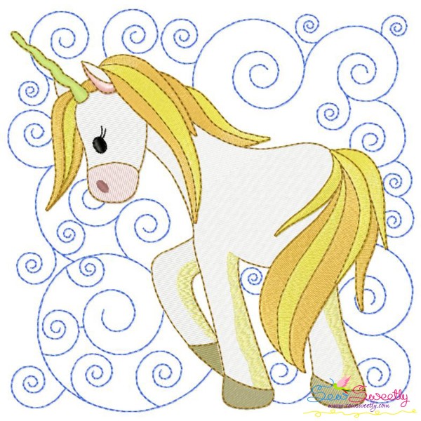 Golden Unicorn Block-2 Embroidery Design Pattern-1