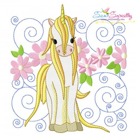 Golden Unicorn Block-1 Embroidery Design Pattern