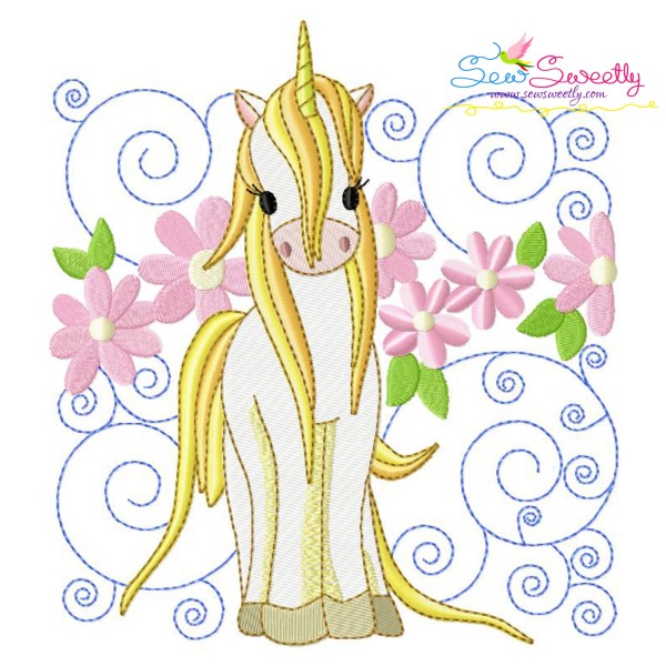 Golden Unicorn Block-1 Embroidery Design Pattern-1