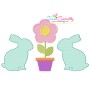 Bunnies With Flower Embroidery Design Pattern-1
