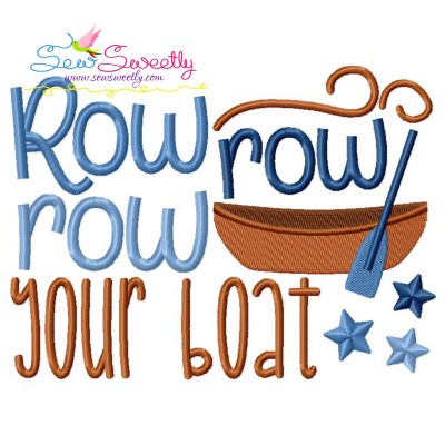 Row Row Your Boat Nursery Rhyme Embroidery Design Pattern-1