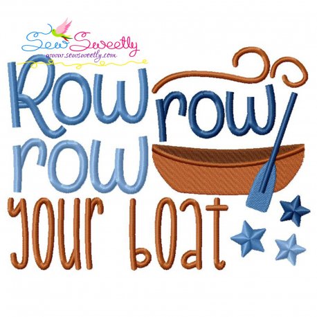 Row Row Your Boat Nursery Rhyme Embroidery Design Pattern