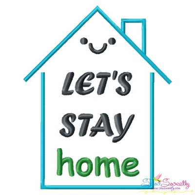 Free Let's Stay Home Corona Lettering Embroidery Design Pattern-1