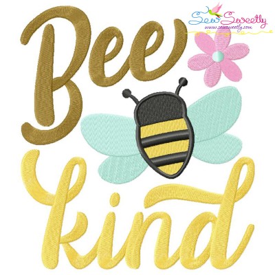Bee Kind Spring Lettering Embroidery Design Pattern-1