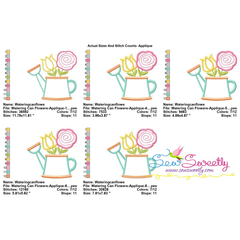 Watering can flowers2 applique design  sew sweetly
