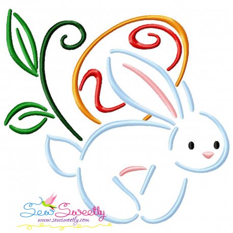 Bunny Carrying Easter Egg-04 Embroidery Design Pattern