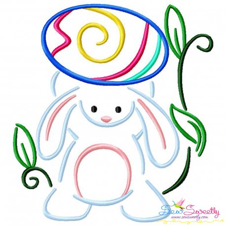 Bunny Carrying Easter Egg-03 Embroidery Design Pattern
